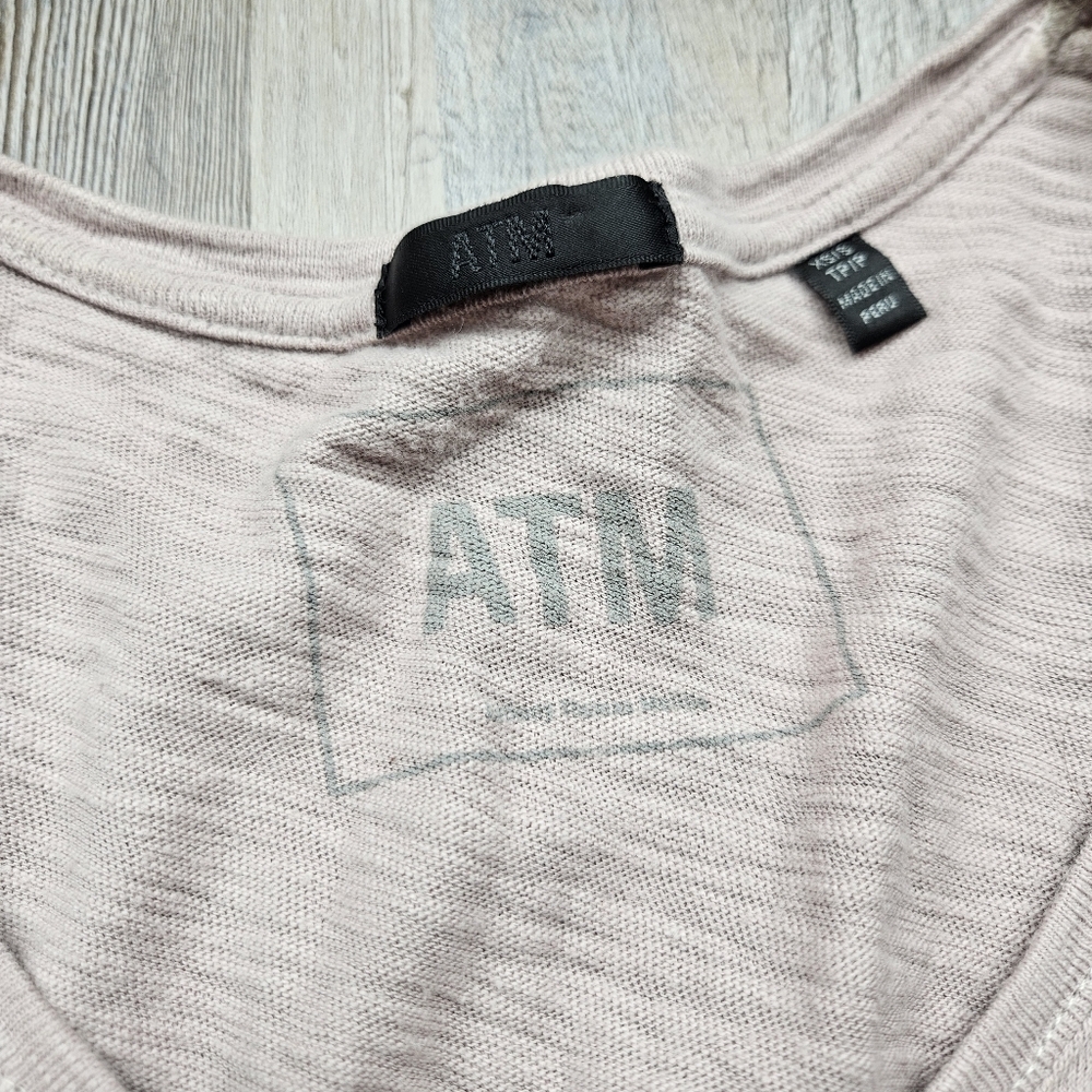 ATM Slub Jersey Short Sleeve V-neck Tee Pink Camelia Women's XS - Picture 2 of 4